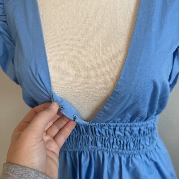 Abercrombie & Fitch Blue Flare Sleeve Midi Dress Size Small Petite - Picture 7 of 8